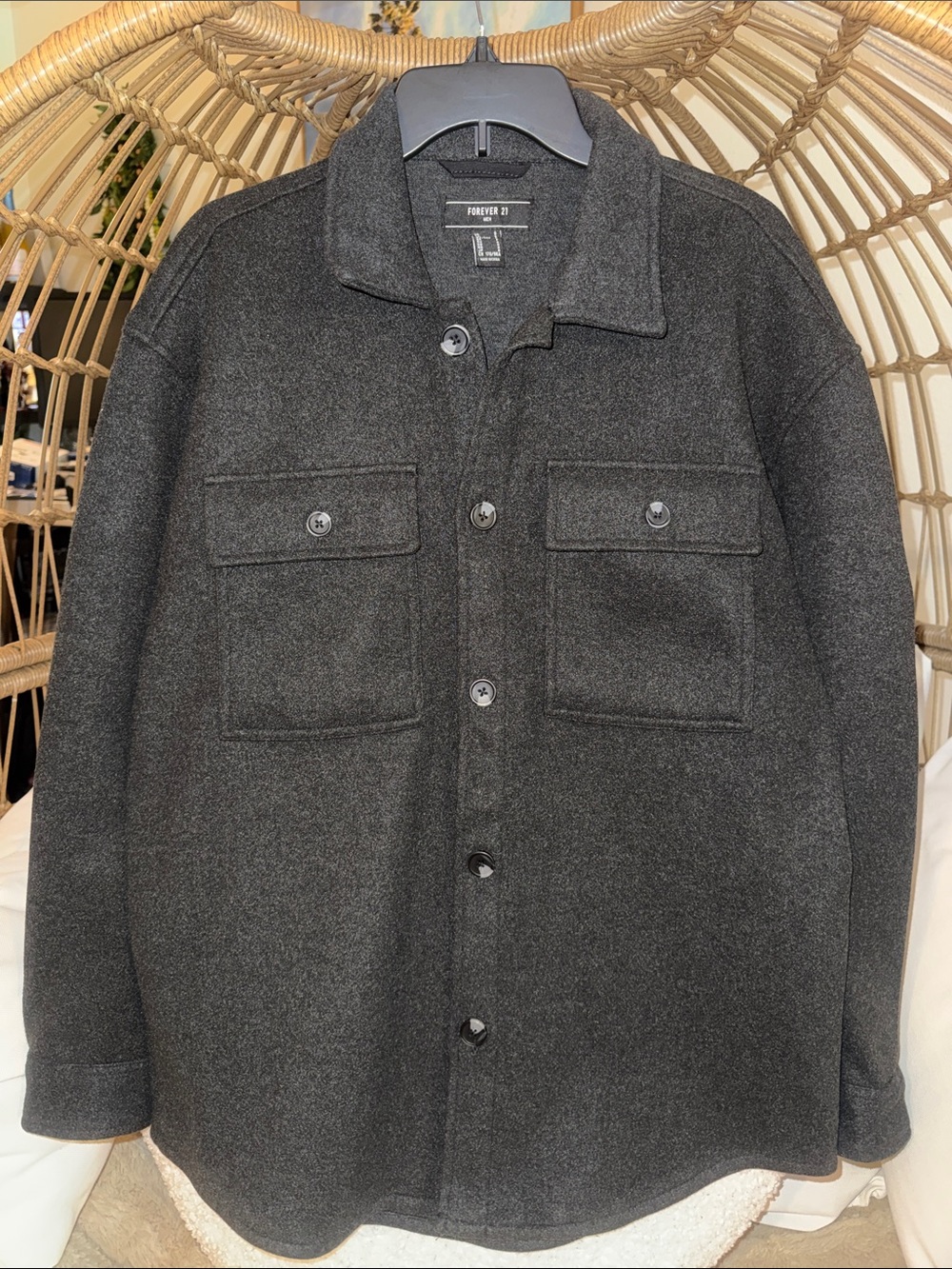 Forever 21 Men's Dark Gray Shirt Jacket